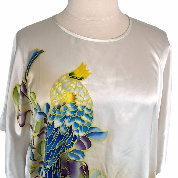 Coastal Grandmother Ledamon Silk Kaftan L - Picture 7 of 10